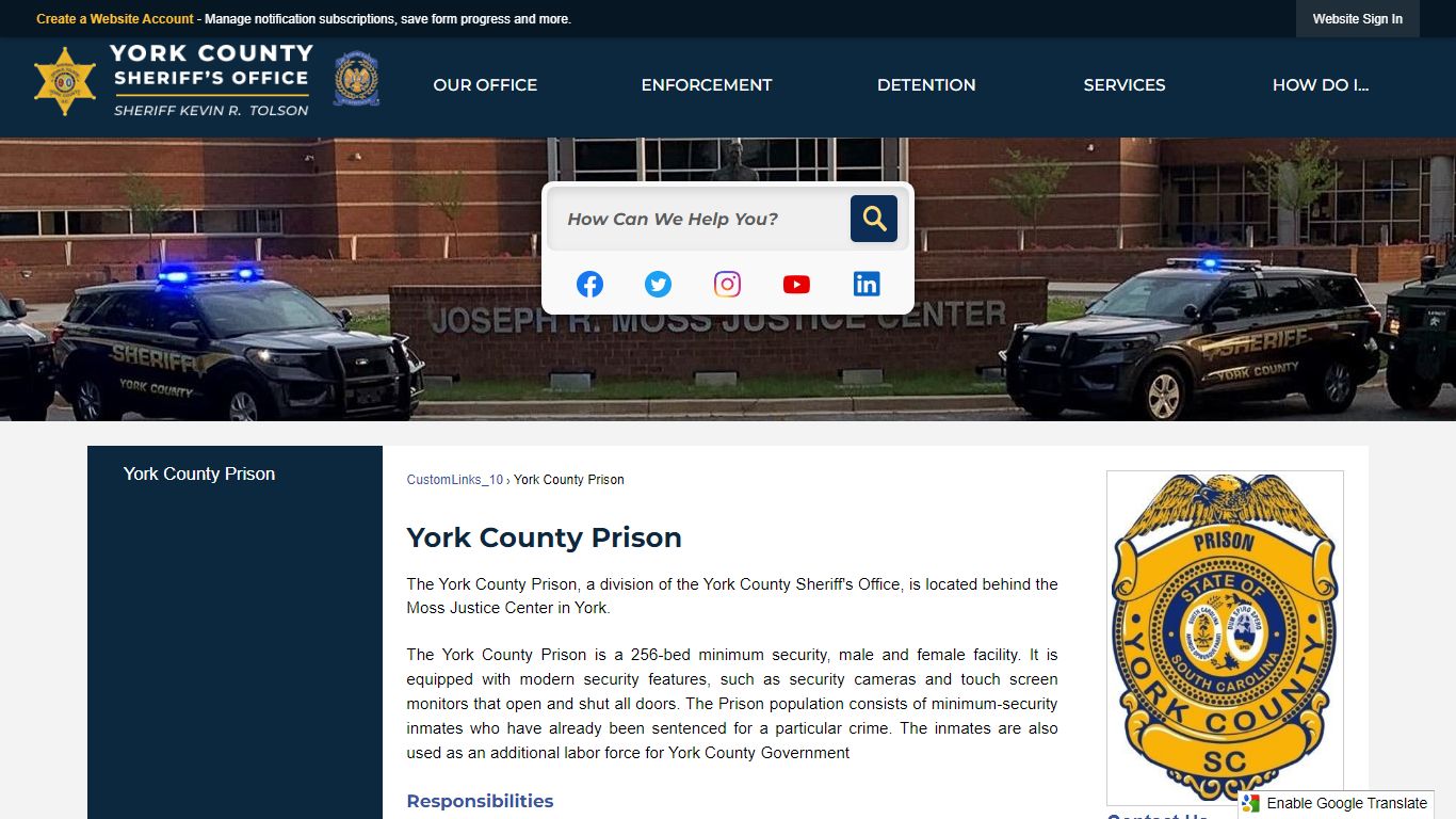 York County Prison | York County Sheriffs, SC